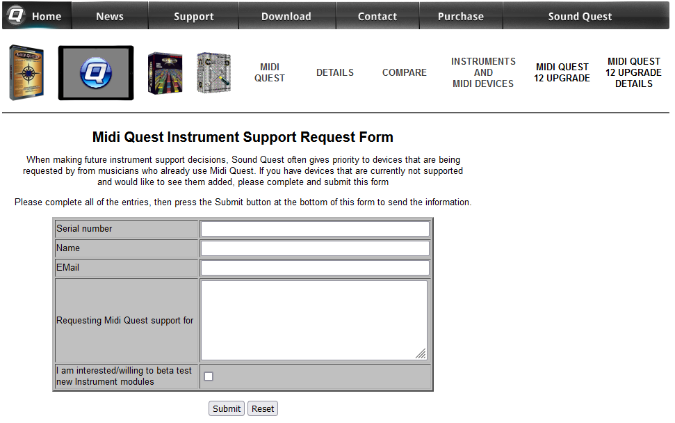MidiQuestInstrumentSupportRequestForm
