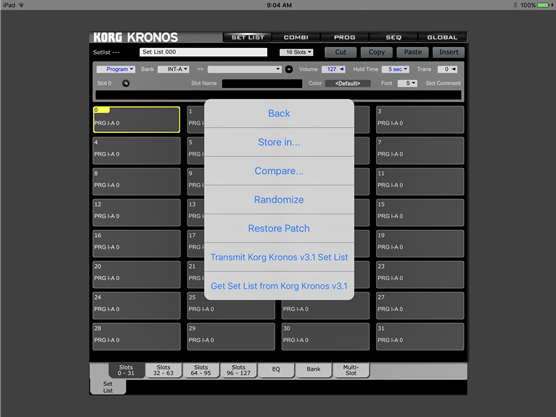 Editor menu - Kronos